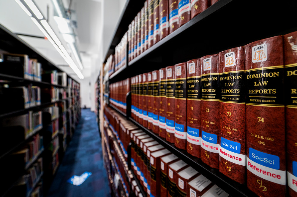 row of law textbooks