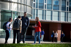 Students on campus. 