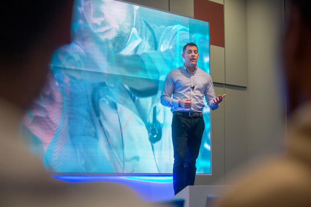 A student giving a presentation