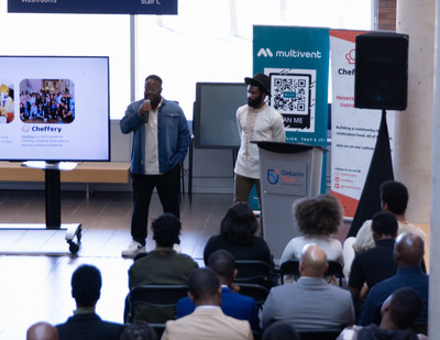 Photo from the Black Entrepreneurship & Skilled Trades (BEST) Program. Someone is giving a presentation on the topic to a group of people. 