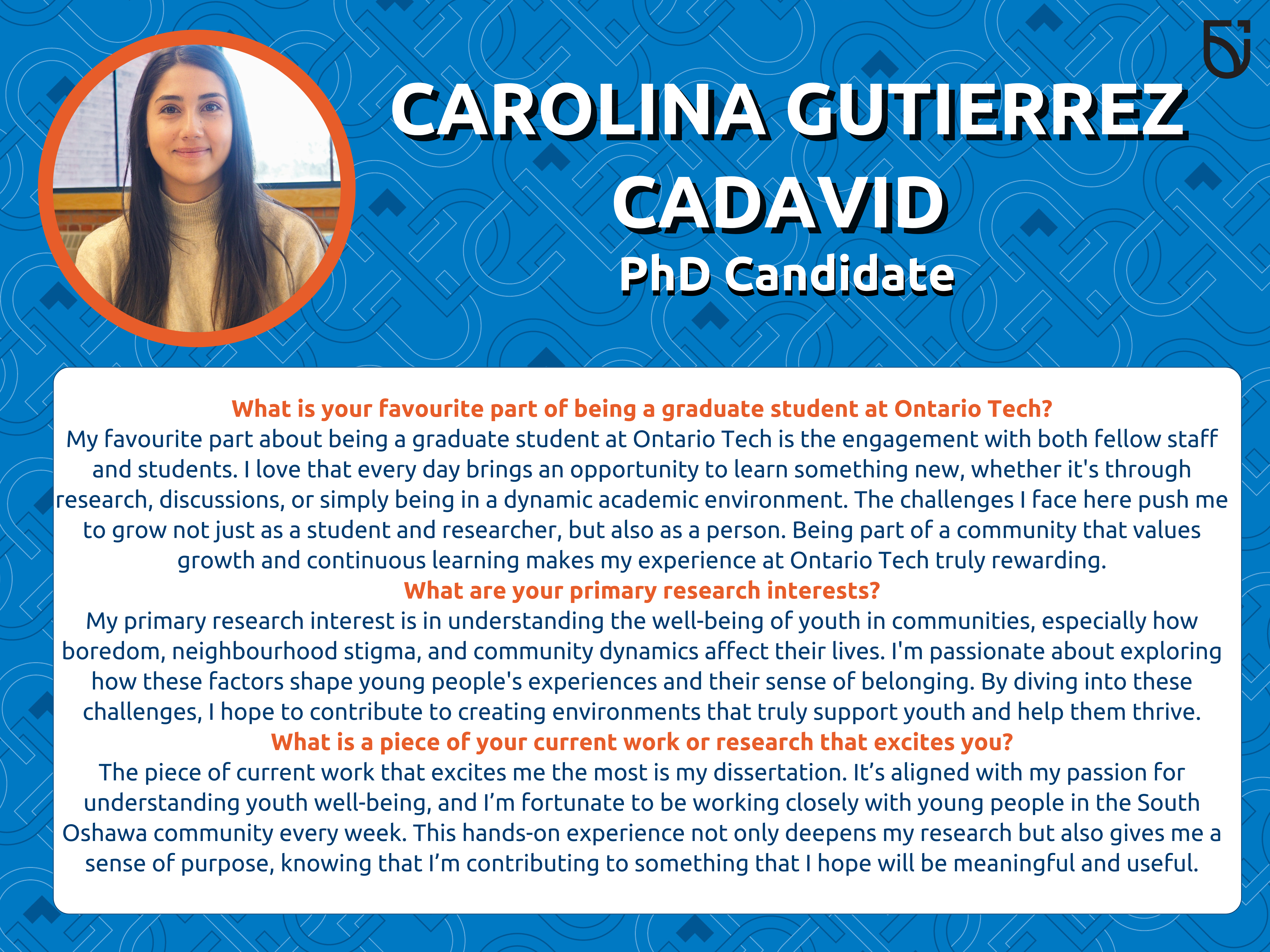 This photo is a Women’s Wednesday feature of Carolina Cadavid, a PhD Candidate in the Faculty of Social Science and Humanities