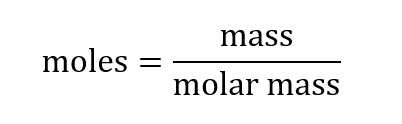 moles=mass/(molar mass)
