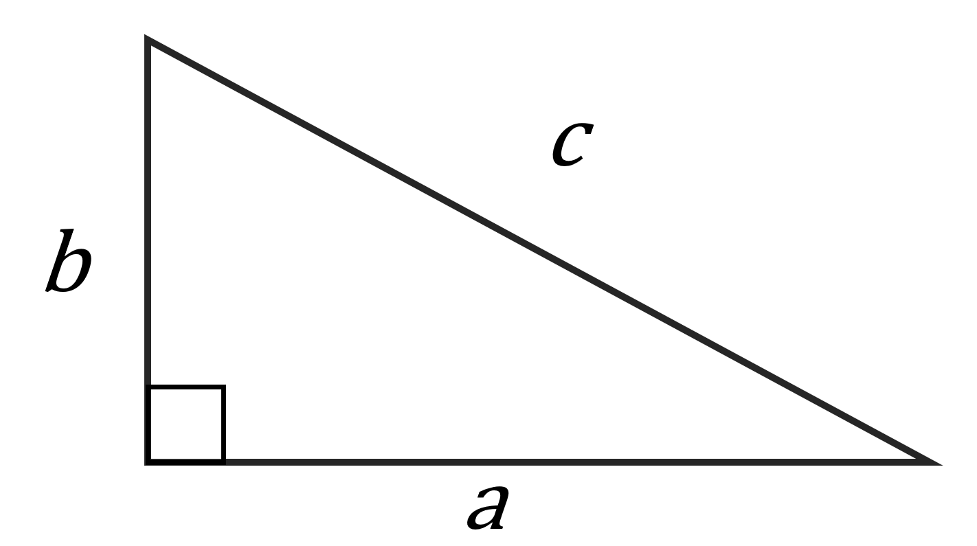right angle triangle with labelled sides