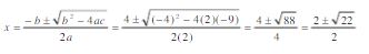 Quadratic equation example