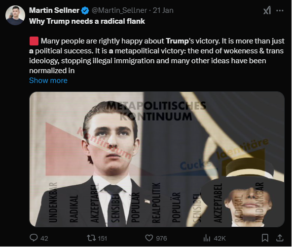 Martin Sellner calling for “a radical flank” to push Trump further to the far right