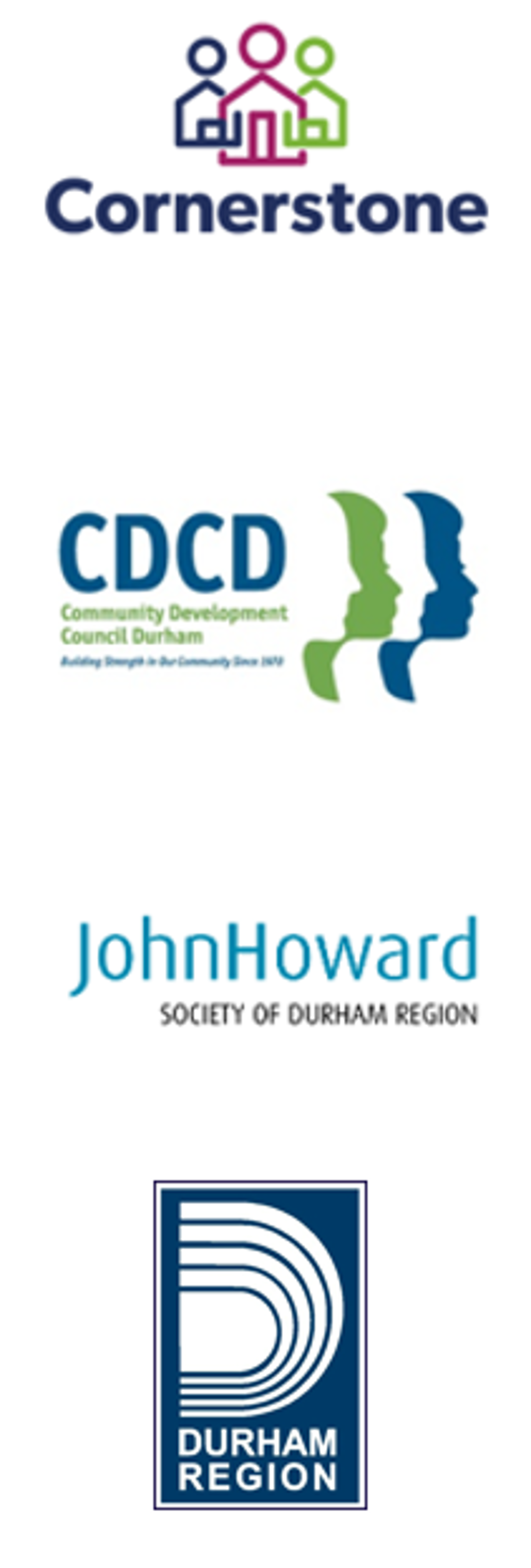Cornerstone, Community Development Council Durham, John Howard Society of Durham Region and Region of Durham Social Services logo