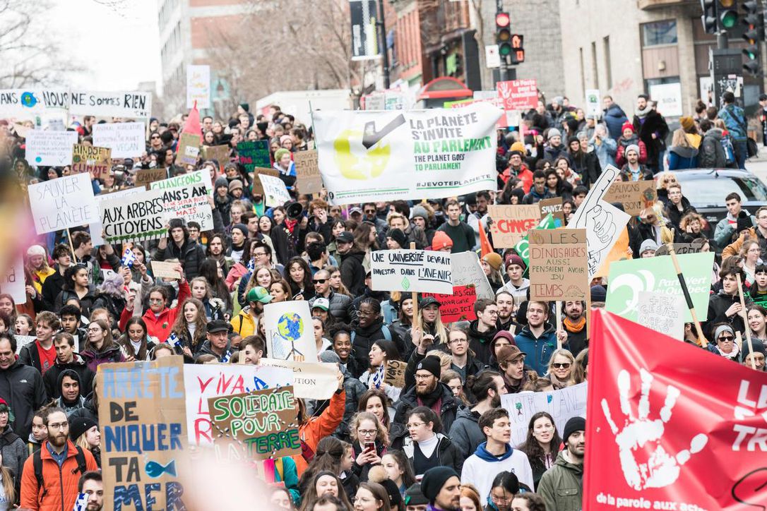 Thousands of climate change protesters flood the streets of Montreal in March 2019. (MARTIN OUELLET-DIOTTE / AFP/GETTY IMAGES)
