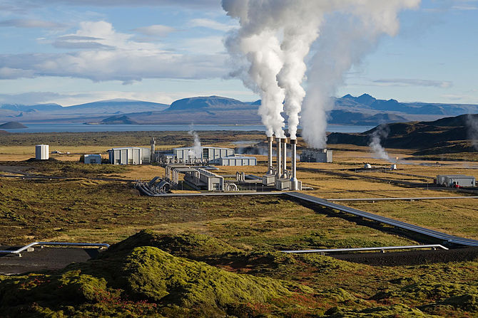 The Hellisheidi geothermal power plant in Iceland