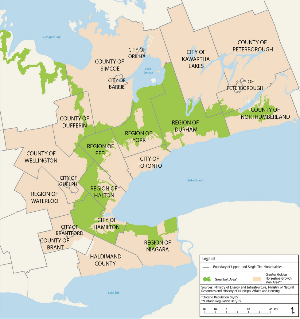 The map shows the extent of the Greater Golden Horseshoe Growth Plan