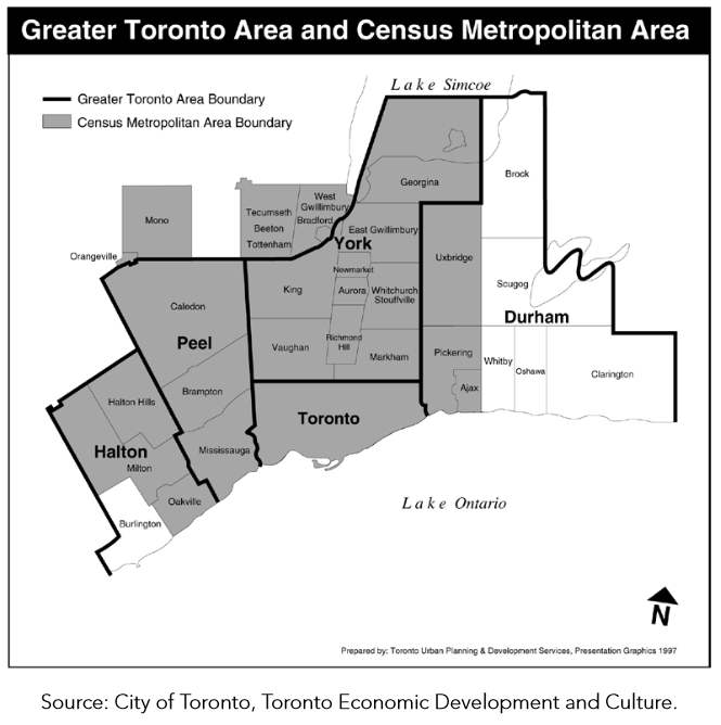 GTA and CMA map from Toronto Vital Signs Report 2014