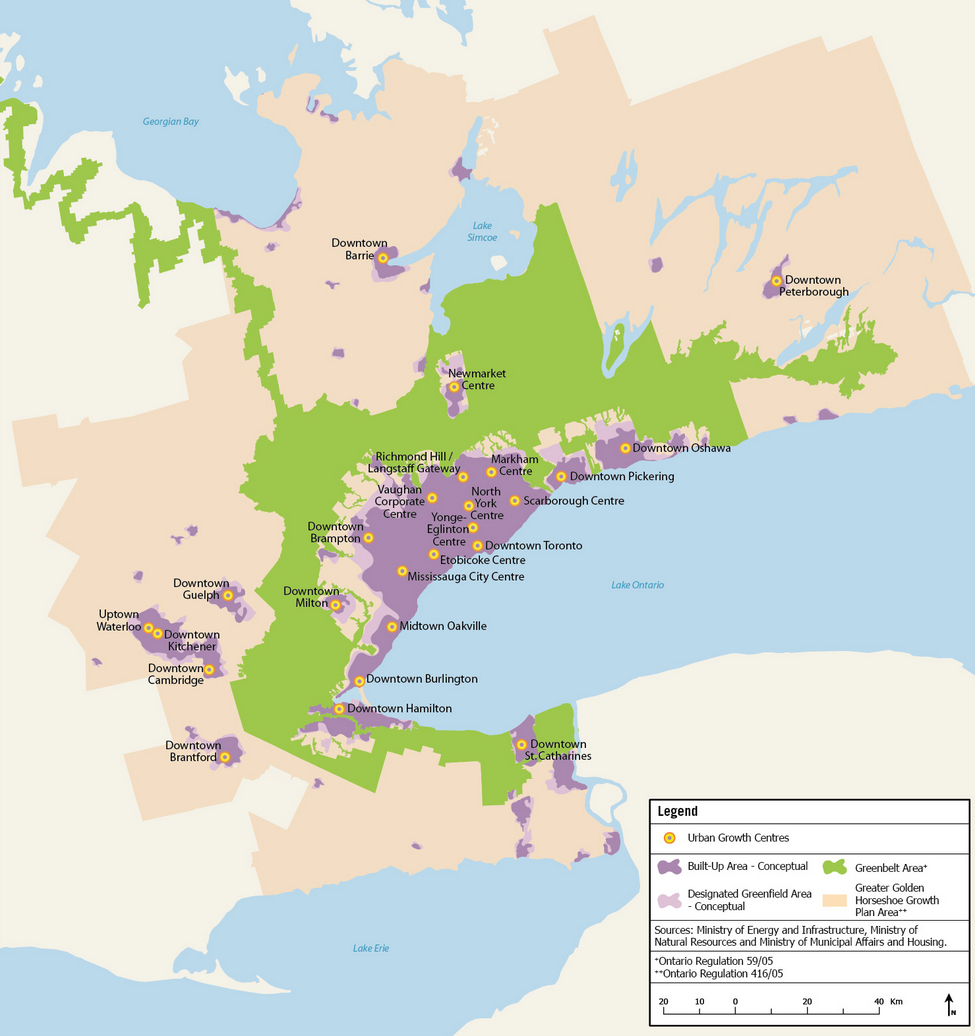 Urban growth centres in Schedule 4 of the Growth Plan for the Greater Golden Horseshoe, 2006.