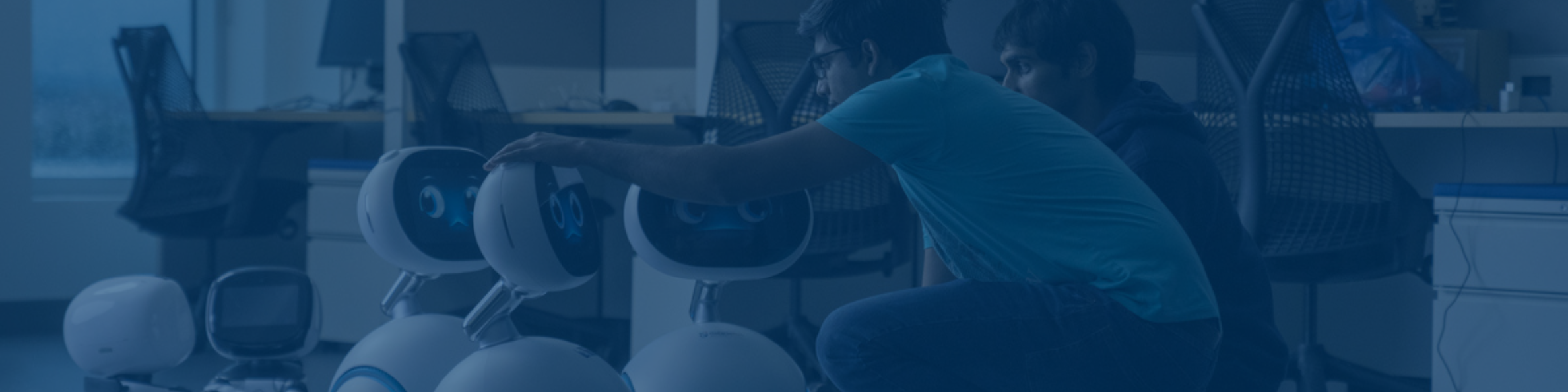 Students with robots