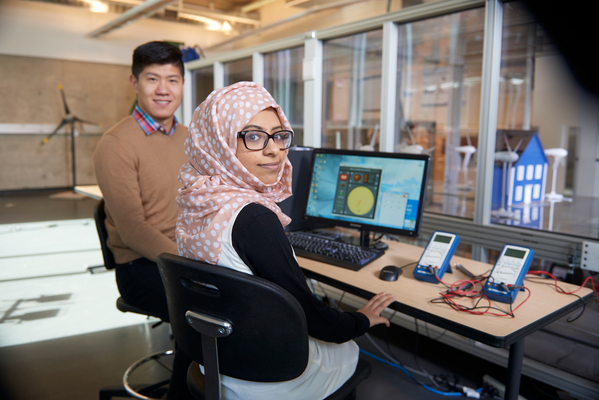 Students working in the wind lab