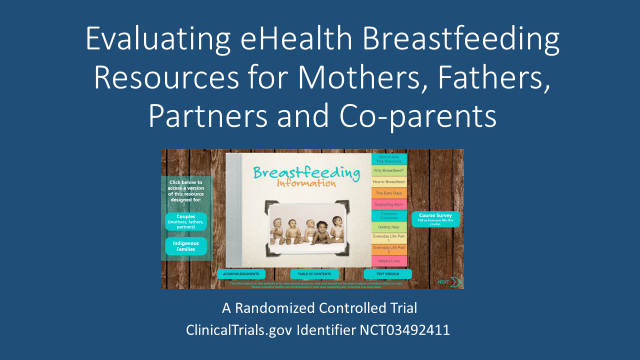 presentation title page (Evaluating eHealth Breastfeeding Resources for Mothers, Fathers, Partners and Co-parents 