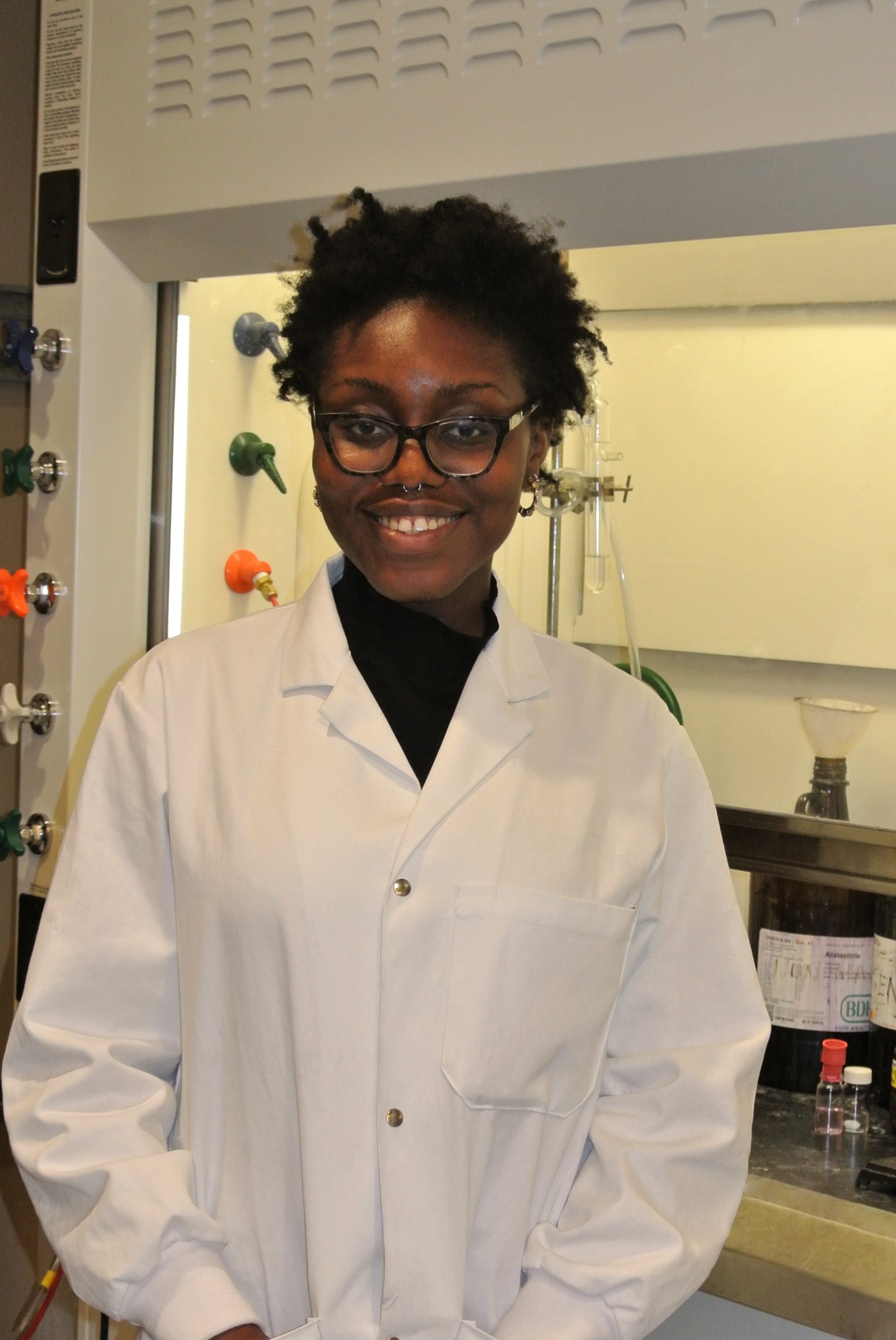 A portrait of Adaobi Obau, a Chemistry student