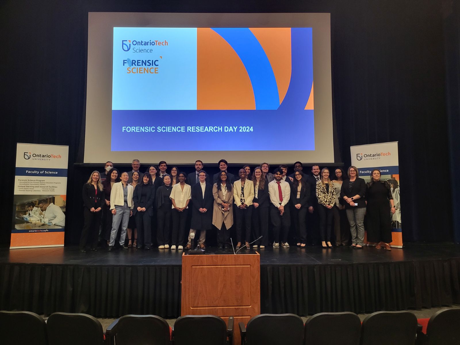 This is a group photo of the 2024 graduating class in Forensic Science.
