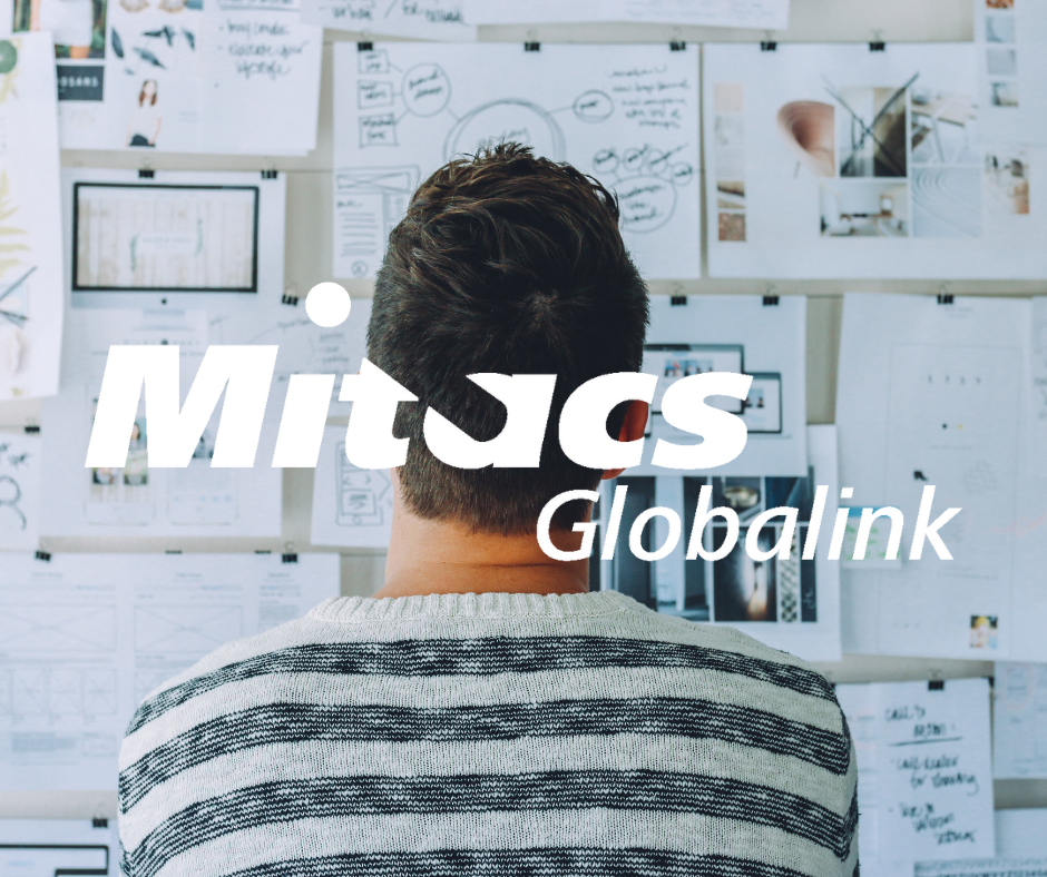 An image of the back of a person's head with the text 'Mitacs Globalink'