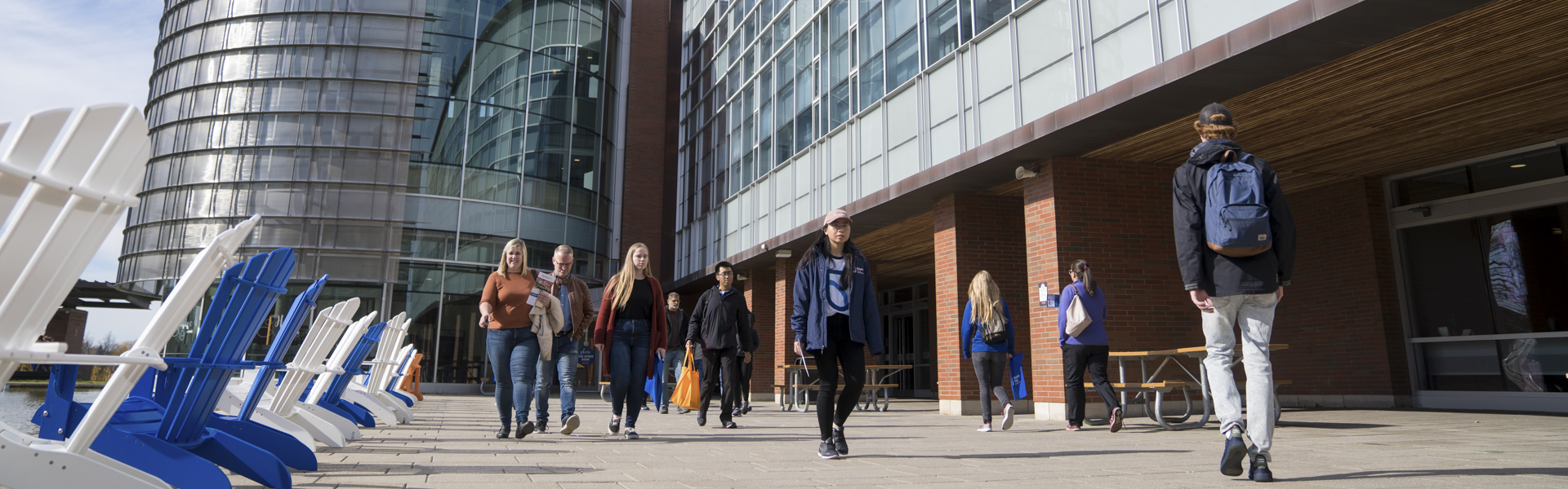students on campus banner