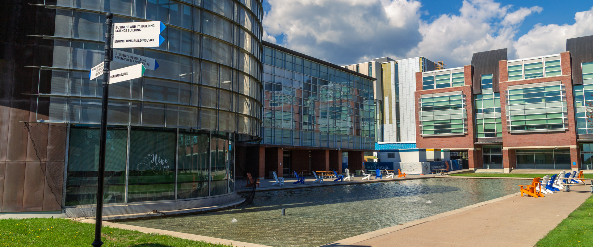 Campus library and pond