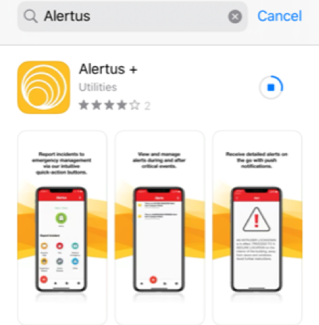 How the Alertus app appears within the App Store
