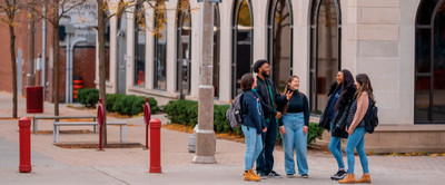 Students outside in the fall